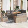  9 Piece Garden Sofa Set with Cushions Beige Poly Rattan Acacia Colour beige and grey Model with storage Number of 1 