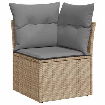 8 Piece Garden Sofa Set with Cushions - Beige Poly Rattan