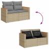 8 Piece Garden Sofa Set with Cushions - Beige Poly Rattan