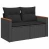 11 Piece Garden Sofa Set with Cushions - Black Poly Rattan