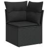 11 Piece Garden Sofa Set with Cushions - Black Poly Rattan