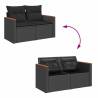 11 Piece Garden Sofa Set with Cushions - Black Poly Rattan