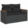 9 Piece Garden Sofa Set with Cushions - Black Poly Rattan