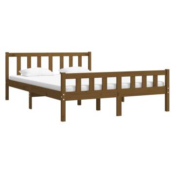 Honey Brown Solid Wood Bed Frame 135x190 cm Double - Hipomarket