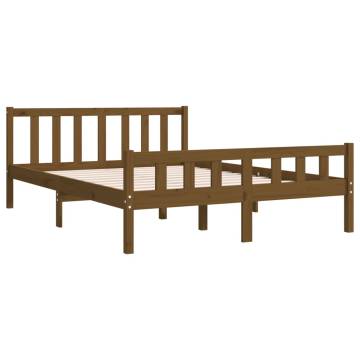 Honey Brown Solid Wood Bed Frame 135x190 cm Double - Hipomarket