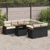  9 Piece Garden Sofa Set with Cushions Black Poly Rattan Acacia Colour black and cream Model with storage Number of 1 