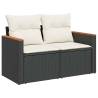 9 Piece Garden Sofa Set with Cushions - Black Poly Rattan