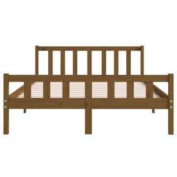 Honey Brown Solid Wood Bed Frame 135x190 cm Double - Hipomarket