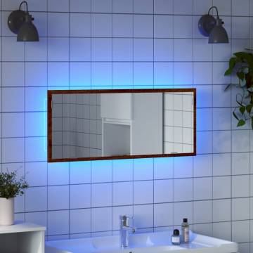 LED Bathroom Mirror with Brown Oak Finish – 100x8.5x37 cm