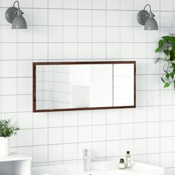 LED Bathroom Mirror with Brown Oak Finish – 100x8.5x37 cm