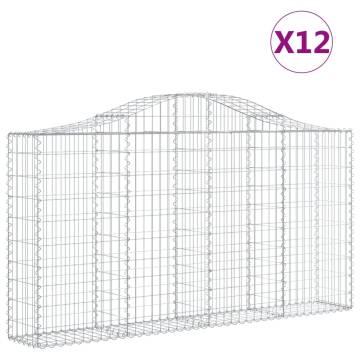 Arched Gabion Baskets - 12 pcs Galvanised Iron | Hipomarket UK