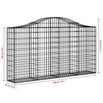 Arched Gabion Baskets - 12 pcs Galvanised Iron | Hipomarket UK