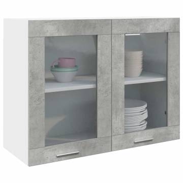 Hanging Glass Cabinet - Concrete Grey 80x31x60 cm | HiPoMarket