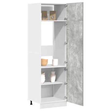 Stylish Concrete Grey Refrigerator Cabinet - 60x57x207 cm