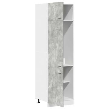 Stylish Concrete Grey Refrigerator Cabinet - 60x57x207 cm