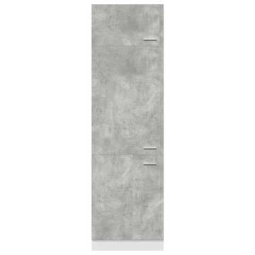 Stylish Concrete Grey Refrigerator Cabinet - 60x57x207 cm