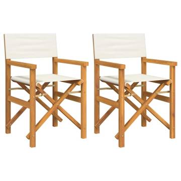 Folding Directors Chairs 2 pcs Cream Solid Wood Teak - HipoMarket