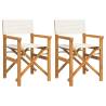 Folding Directors Chairs 2 pcs Cream Solid Wood Teak - HipoMarket