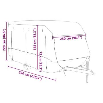 Caravan Cover Grey 550x250x220 cm - All-Weather Protection