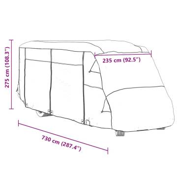 Motorhome Covers Grey 730x235x275 cm | All-Weather Protection