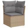 9 Piece Garden Sofa Set with Cushions | Beige Poly Rattan