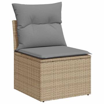 9 Piece Garden Sofa Set with Cushions | Beige Poly Rattan