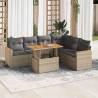  7 Piece Garden Sofa Set with Cushions Beige Poly Rattan Acacia Colour beige and grey Model with storage Number of 1 