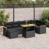  8 Piece Garden Sofa Set with Cushions Black Poly Rattan Acacia Colour black Model with storage Number of 1 