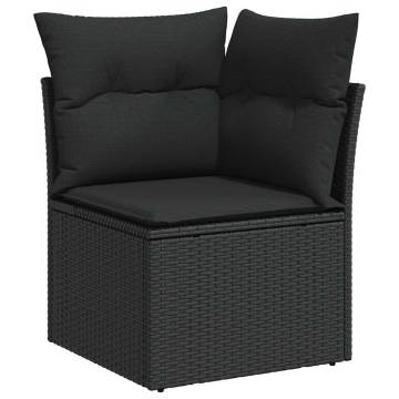 8 Piece Garden Sofa Set with Cushions - Black Poly Rattan