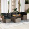  8 Piece Garden Sofa Set with Cushions Grey Poly Rattan Acacia Colour grey Model with storage Number of 1 