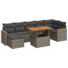 8 Piece Grey Garden Sofa Set with Cushions - Hipomarket