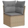 9 Piece Garden Sofa Set - Beige Poly Rattan & Acacia