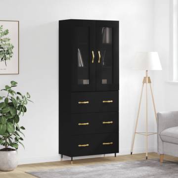 Stylish Highboard Black 69.5x34x180 cm - Hipomarket UK