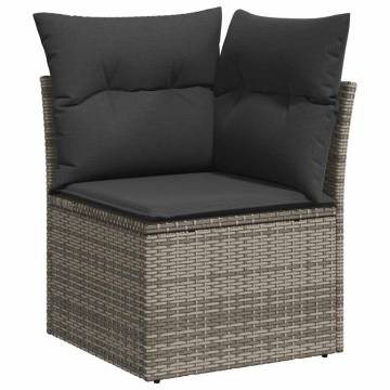 10 Piece Garden Sofa Set with Cushions - Grey Poly Rattan