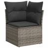 10 Piece Garden Sofa Set with Cushions - Grey Poly Rattan