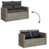 10 Piece Garden Sofa Set with Cushions - Grey Poly Rattan