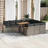  11 Piece Garden Sofa Set with Cushions Grey Poly Rattan Acacia Colour grey Number of 1 