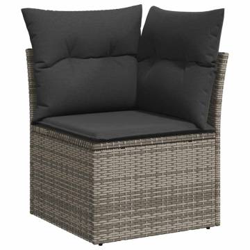 11 Piece Grey Poly Rattan Garden Sofa Set with Cushions