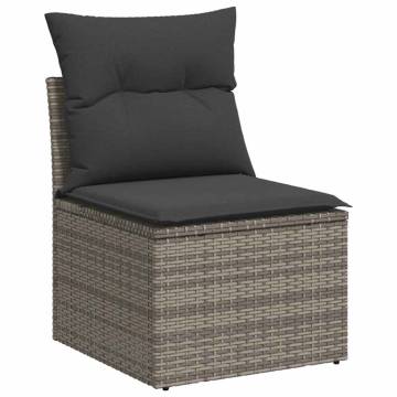 11 Piece Grey Poly Rattan Garden Sofa Set with Cushions