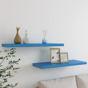 Floating Wall Shelves (2 pcs) - Blue MDF | Hipomarket