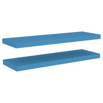 Floating Wall Shelves (2 pcs) - Blue MDF | Hipomarket