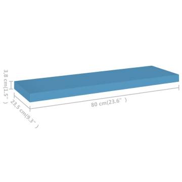 Floating Wall Shelves (2 pcs) - Blue MDF | Hipomarket