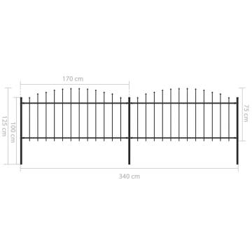 Garden Fence with Spear Top Steel 3.4m - Durable & Stylish