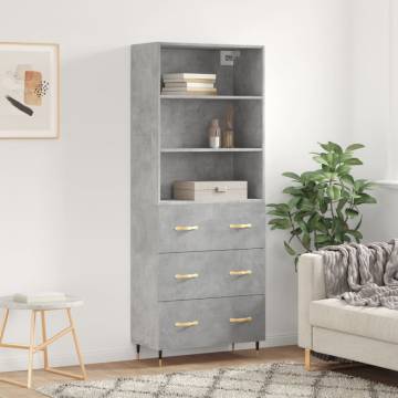 Stylish Highboard Concrete Grey - 69.5x34x180 cm | HipoMarket