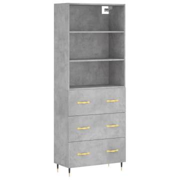 Stylish Highboard Concrete Grey - 69.5x34x180 cm | HipoMarket