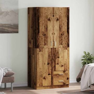 Wardrobe Old Wood 80x52x180 cm - Durable Engineered Wood