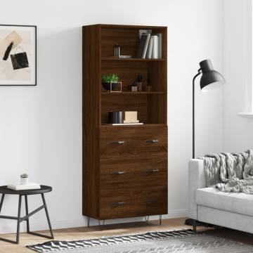 Stylish Highboard Brown Oak - Engineered Wood Storage Solution