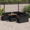  9 Piece Garden Sofa Set with Cushions Black Poly Rattan Acacia Colour black Model with storage Number of 1 