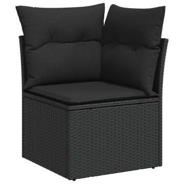 9 Piece Garden Sofa Set with Cushions - Black Poly Rattan