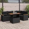  5 Piece Garden Sofa Set with Cushions Black Poly Rattan Acacia Colour black Model with storage Number of 1 